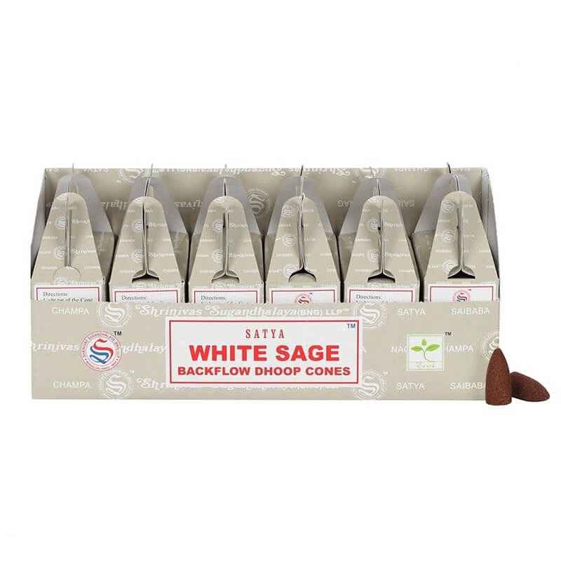 Encens Satya Sauge blanche cônes backflow | 24 cônes à reflux