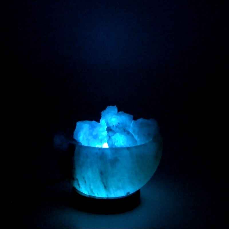 Lampe de sel de l’Himalaya rose Bol USB 1kg | Aux 7 couleurs des chakras